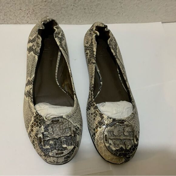 Tory Burch Snake Print Reva Cowhide Leather Flats 6.5 M - Picture 2 of 6